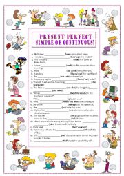 English Worksheet: PRESENT PERFECT SIMPLE & CONTINUOUS (1)