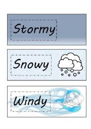 English Worksheet: Weather Printable Cards