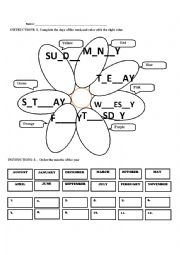 English Worksheet: days of the week and months