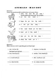 English Worksheet: Animals & has got