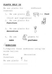 English Worksheet: uses of plants