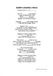 Top Gun Lyrics Worksheet (Danger Zone)
