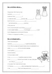 English Worksheet: Shop and restaurant dialogues