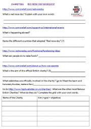 English Worksheet: RED NOSE DAY WEBQUEST