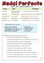 English Worksheet: Modal Perfects