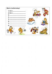English Worksheet: Garfield p. continuous