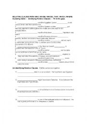English Worksheet: Relative Clauses Guessing Game