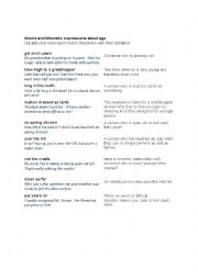 English Worksheet: Idioms about age