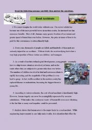 English Worksheet: Car Accidents Exam