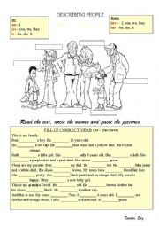 English Worksheet: describing people - be-has-have