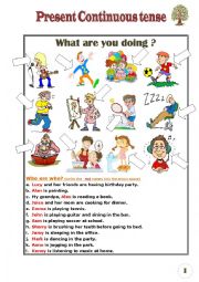 English Worksheet: What are you doing? (present continuous tense)