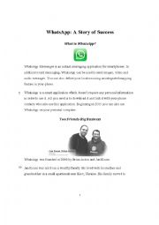 English Worksheet: WhatsApp :history of great success