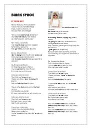 English Worksheet: Blank Space by Taylor Swift