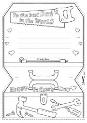 English Worksheet: Father´s  Day  Card