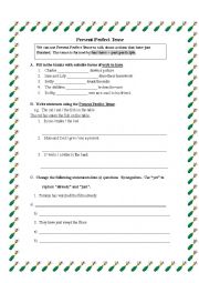 English Worksheet: Present Perfect Tense