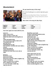 English Worksheet: We are the World