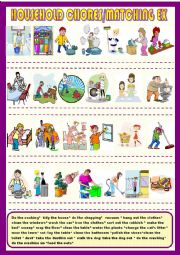 English Worksheet: Household chores, matching 