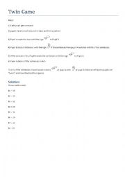 English Worksheet: Twin Game