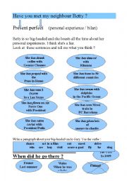 English Worksheet: Present Perfect: Lets boast about our personal experience!