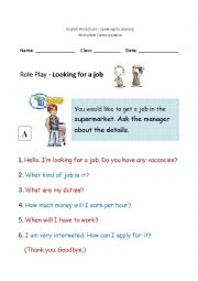 English Worksheet: job workplace listening speaking