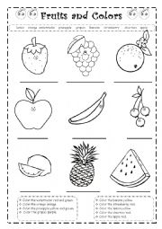 English Worksheet: Fruit and colour worksheet