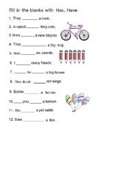 English Worksheet: Hava or Has