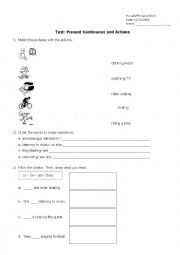 English Worksheet: Present Continouous Test