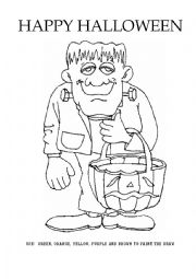 English Worksheet: Halloween to color