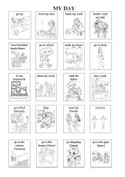 English Worksheet: My Day Picture Vocabulary