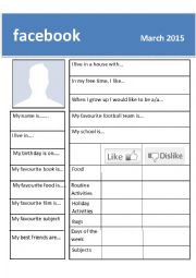 English Worksheet: First Class Facebook Profile_All about me