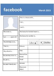 English Worksheet: Facebook Profile for first day back at school