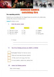 English Worksheet: Hunger Games : catching fire movie worksheet