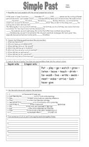 English Worksheet: Simple Past