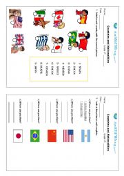 English Worksheet: Countries and nationalities