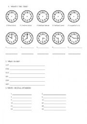 English Worksheet: revision: time, dates, ordinals