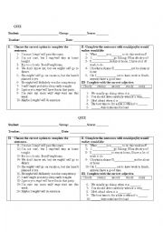 English Worksheet: Quiz-Future Possibilities