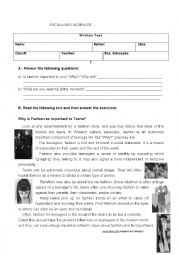 English Worksheet: Why is fashion important to teens