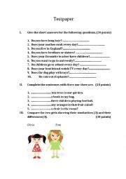 English Worksheet: testpaper