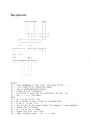 English Worksheet: Sleepy Hollow crosswords