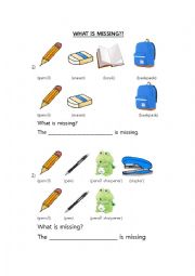 English Worksheet: What is Missing (Classroom Objects)