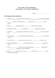 English Worksheet: narrative tenses