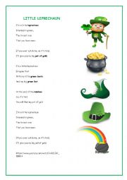 English Worksheet: Little Leprechaun - Saint Patricks Day Activity for kids