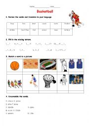 English Worksheet: Basketball