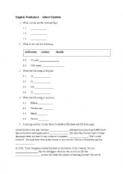 Einstein worksheet. Writing numbers in words. 