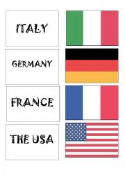 English Worksheet: FLAGS MEMORY GAME