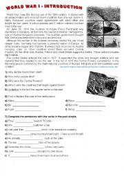 English Worksheet: World War I - Simple Past