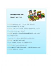 English Worksheet: FRUIT AND VEGETABLES MARKET ROLEPLAY