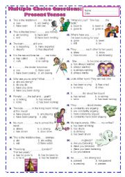 Multiple choice questions: Present Tenses with KEY