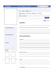 English Worksheet: Facebook profile Talk about yourself
