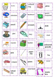 English Worksheet: school dominoes